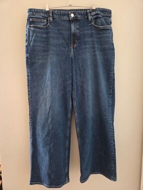American Eagle Outfitters Women's Wide Leg Jeans - Dark Blue Denim